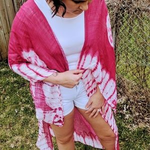 Magenta Red Tye Dye Kimono